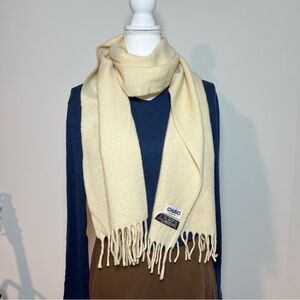 CHUSO 100% Italian Lambswool Scarf in Cream / Off-White w/ Yellow Hue 🧈🐑